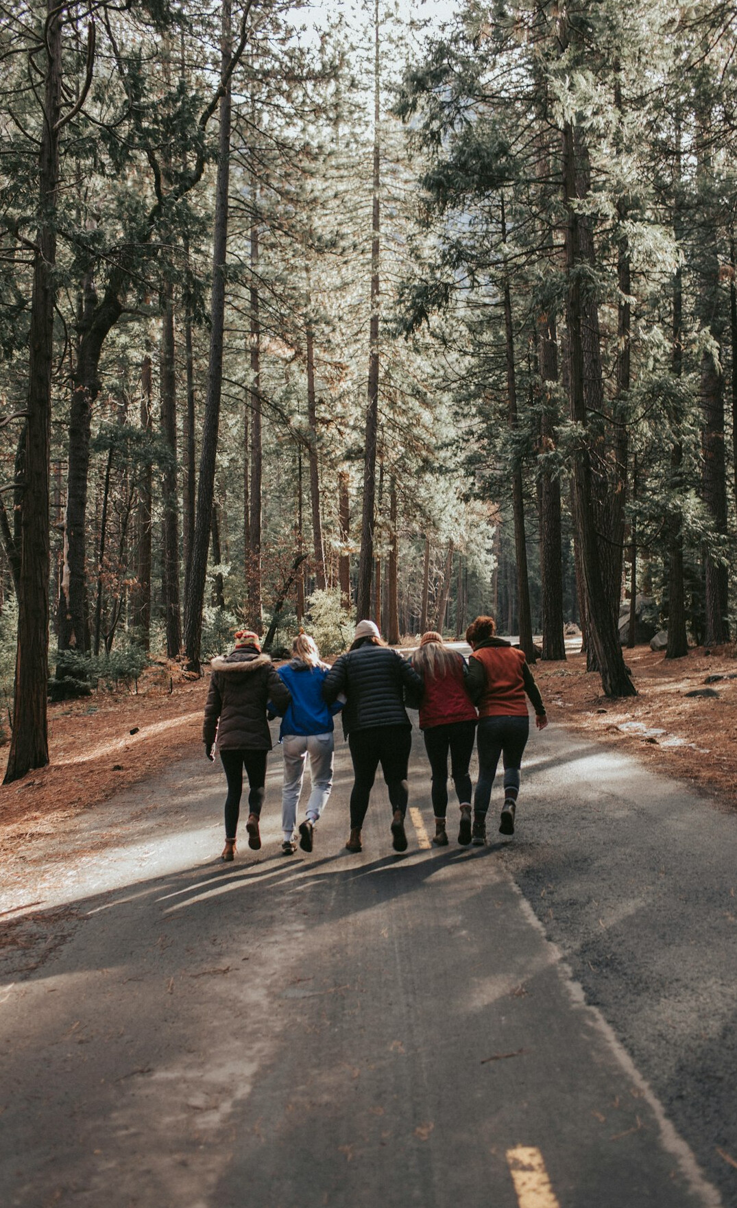 senior group walking park