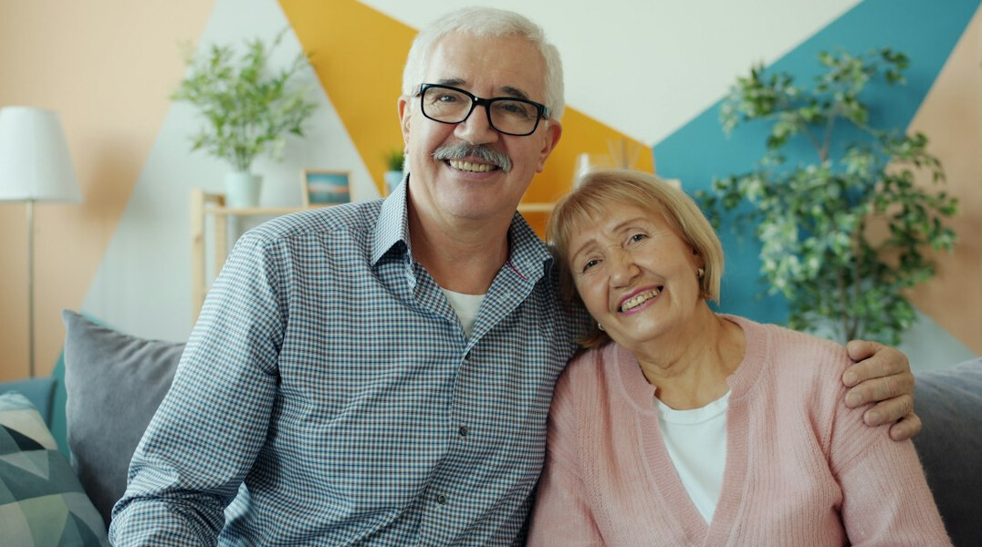 senior couple smiling together