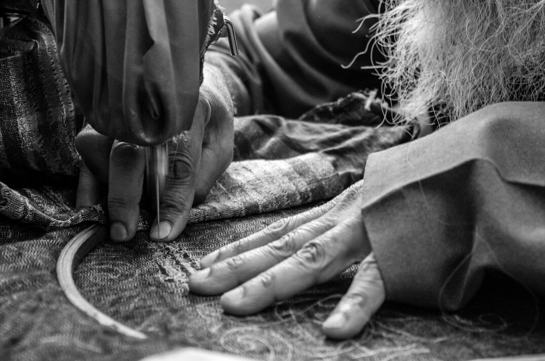 elderly doing crafts together